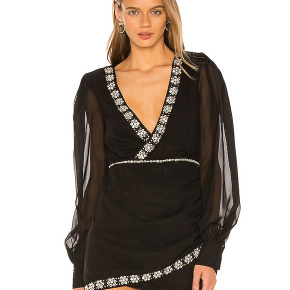 NWT NBD Nymphelia Mini Dress Black Silver - Picture 6 of 9